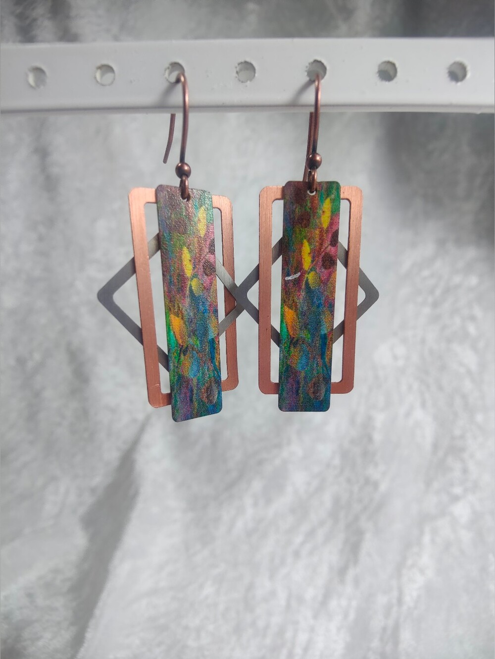 Artisan Copper Southwestern Geometric Dangle Earrings